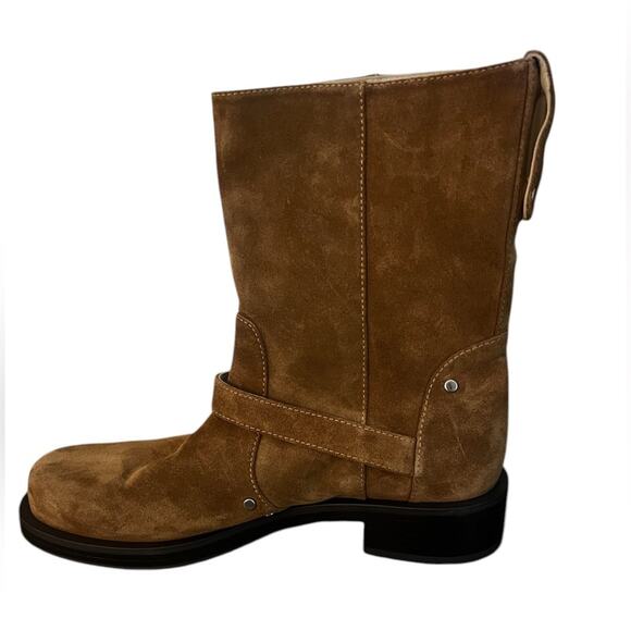 Stuart Weitzman Maverick Suede Pull On Moto Brown Boots – Sz 9.5B - Picture 3 of 7